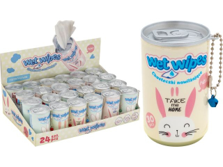 Chusteczki nawil�aj�ce w puszce Kr�liczki ASTRA CARE 70�140mm 30szt - display 24szt.  [opakowanie=24szt]