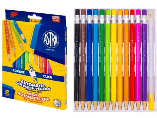 Kredki automatyczne heksagonalne ASTRA - 12 kolor�w