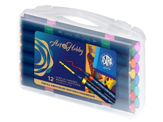 Markery akrylowe dwustronne tr�k�tne ASTRA ArtxHobby - 12 szt. walizka  [opakowanie=6szt]