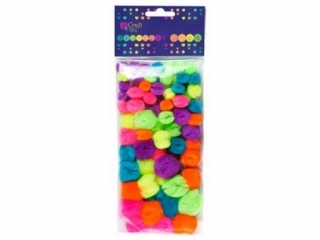 Pompony akrylowe 78szt. DPCRAFT mix neon