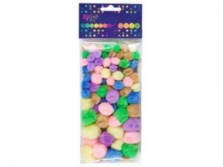 Pompony akrylowe DPCRAFT mix pastel 78szt.