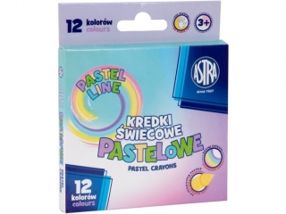Kredki �wiecowe pastelowe Astra 12 kolor�w 8/90mm