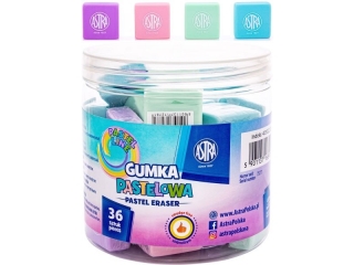 Gumka ASTRA kwadratowa pastelowa 28 x 28 mm, drum