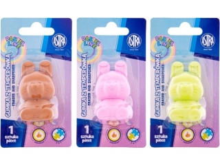 Temper�wka i gumka w kszta�cie kr�liczka 2w1 ASTRA PASTEL LINE - 1 szt. blister  [opakowanie=24szt]