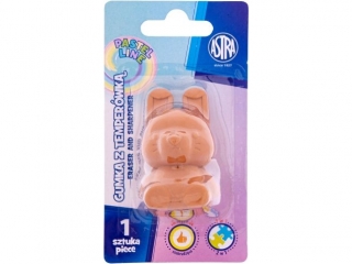 Temper�wka i gumka w kszta�cie kr�liczka 2w1 ASTRA PASTEL LINE - 1 szt. blister  [opakowanie=24szt]