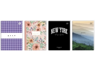 Brulion oprawa p�twarda B5 160k. INTERDRUK mix kratka