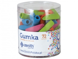 Gumka nakładka na ołówek ZENITH 72szt. - 2 w 1 drum - mix ko