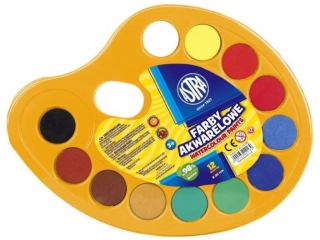 Farby akwarelowe ASTRA 12 kolor�w Paletka - fi 30mm