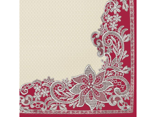Serwetki POL-MAK Maki Lunch 33cm 20szt. Richelieu Lace Claret SLOG021901