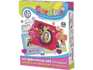 Zestaw do scrapbookingu ASTRA CREATIVO pami�tnik, kolorowe papiery, no�yczki, ozdobne naklejki, szablony