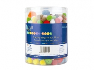 POMPONY AKRYLOWE MIX, 300 SZT. tuba