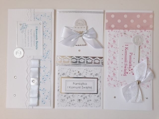 Kartki karnet PANORAMA Komunia Hand Made DL