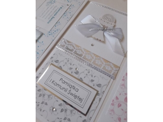 Kartki karnet PANORAMA Komunia Hand Made DL