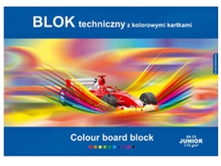 Blok techniczny kolorowy A4 10k. 170g KRESKA Junior