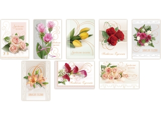 Kartki karnet B6 brokat Serdeczne Życzenia MERIGRAF