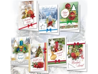 Kartki świąteczny TOP B6 BNGHOP Nalepki , folia HS , opłatek świecki