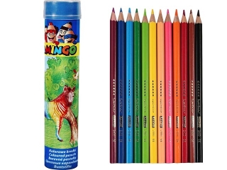 Kredki o��wkowe FLAMINGO sze�ciok�tne 12 kolor�w, tuba metal