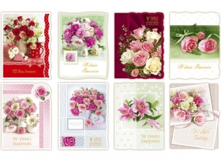 Kartki karnet B6 brokat Imieniny