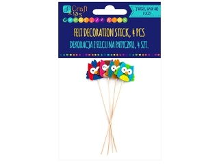 DEKORACJE Z FILCU NA PATYCZKU - SOWY, 4 SZT.