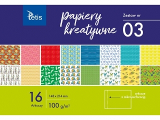 Papiery kreatywne TETIS 100g/m2 A5 16ark. - zestaw 3