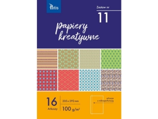 Papiery kreatywne TETIS 100g/m2 A4 16ark. - zestaw 11