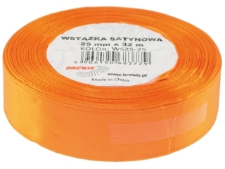 Wst��ka satynowa BREWIS 25mm/32mm kolor 25 ciemny pomara�czo