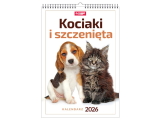 Kalendarz cienny O-PRESS A3 Kociaki i Sczeniaki 2026