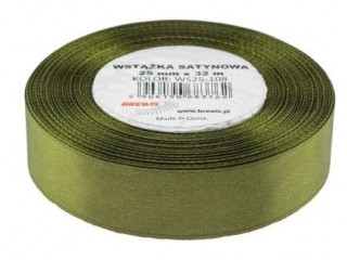 Wst��ka satynowa BREWIS 25mm/32m kolor 108 oliwkowy