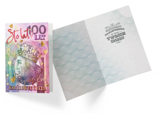 Kartka KUKARTKA PP-2184 Urodziny 100 lat Kr�lowa �ycia (banknot)