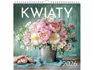 Kalendarz cienny O-PRESS kwadrat 33x33 Kwiaty 2026