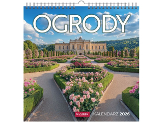 Kalendarz cienny O-PRESS kwadrat 33x33 Ogrody 2026