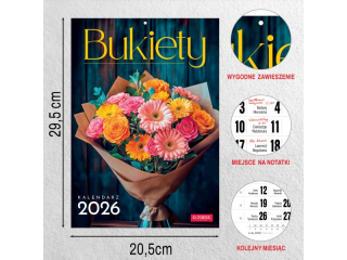 Kalendarz cienny O-PRESS A4 Bukiety 2026