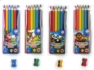 Kredki o��wkowe ASTRINO tr�jk�tne  6 kolor�w + temper�wka