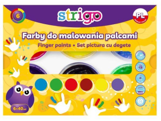 Farby do malowania palcami STRIGO 6 kolorów 40ml