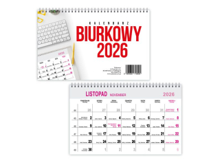 Kalendarz Biurkowy O-PRESS poprzeczny miesiczny 2026