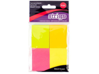 Karteczki samoprzylepne STRIGO 50X38MM 200k. neonowe SSN005