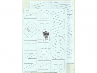 Litery samoprzylepne ART-DRUK  50mm bia�e Helvetica 10 arkus