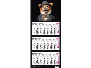 Kalendarz trójdzielny O-PRESS ekonomiczny Pies 2026
