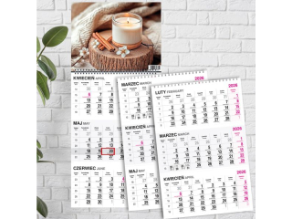Kalendarz trójdzielny O-PRESS spirala Świeczka 2026