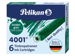Naboje atramentowe PELIKAN krótkie, ciemnozielone 6szt.