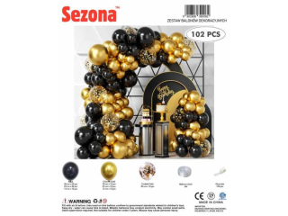 Zestaw balon�w 102 szt „Czarno-Z�oty Glamour”
