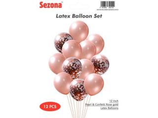 Zestaw balon�w 30 cm 12 szt Pearl & Confetti Rose Gold