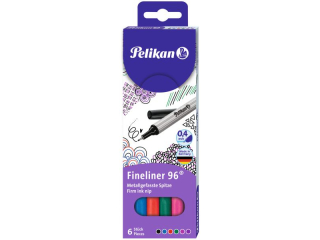 Cienkopis PELIKAN 96 0,4mm 6 kolorów blister