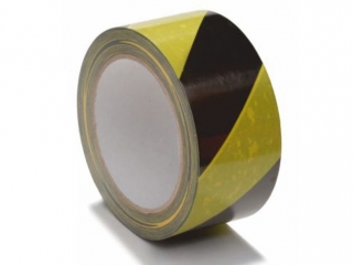 Taśma Ostrzegawcza Czarno-Żółta 48 mm x 33 m | Samoprzylepna Taśma BHP do Oznaczania Stref i Powierzchni