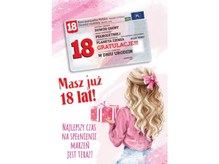 Kartki karnet GIFT M-175 Urodziny "18"