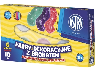 Farby dekoracyjne ASTRA z brokatem 6 kolor�w - 10 ml