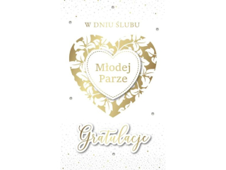 Kartka lubna ARMIN STYLE LUX-187 zocona z efektem 3D "Gratulacje Modej Parze" 21x13cm