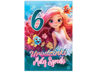 Kartka urodzinowa dla dziecka KZK B6 Nr 087, na 6 urodziny z Syrenką
