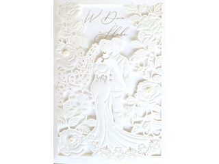 Kartka lubna ARMIN STYLE KP-287 zocona z aurowym wyciciem "W dniu lubu" 17,5x12,5cm
