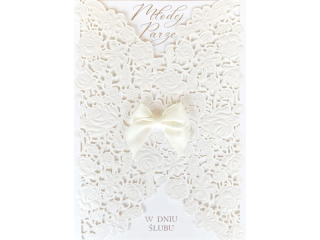 Kartka �lubna ARMIN STYLE KP-288 z�ocona z a�urowym wyci�ciem "M�odej Parze" 17,5x12,5cm